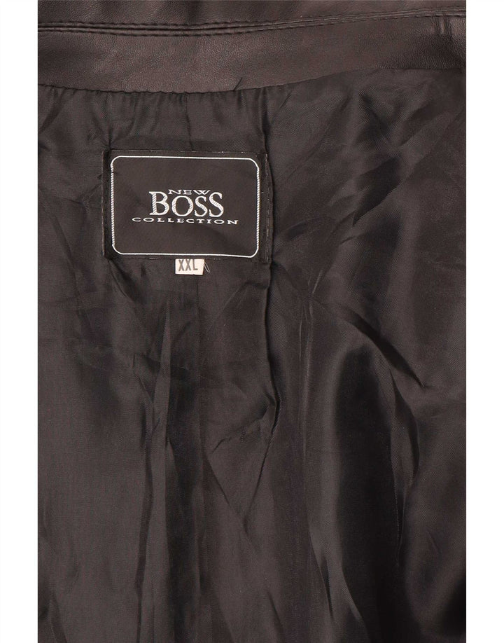 Jachetă Blazer din piele cu 4 nasturi pentru bărbați Hugo Boss UK 44 2XL Negru