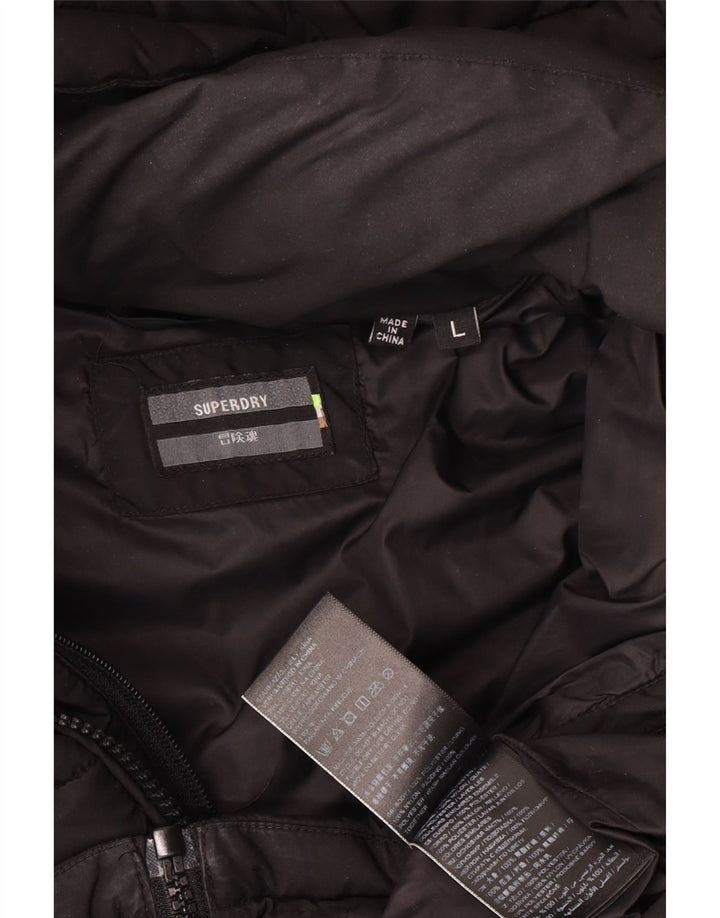 Jachetă căptușită cu glugă Superdry pentru bărbați, mare, negru, poliester