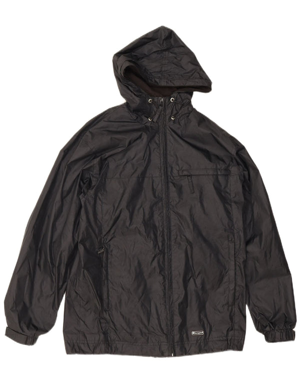 Champion Mens Hooded Rain Jacket UK 36 Small Black Polyamide