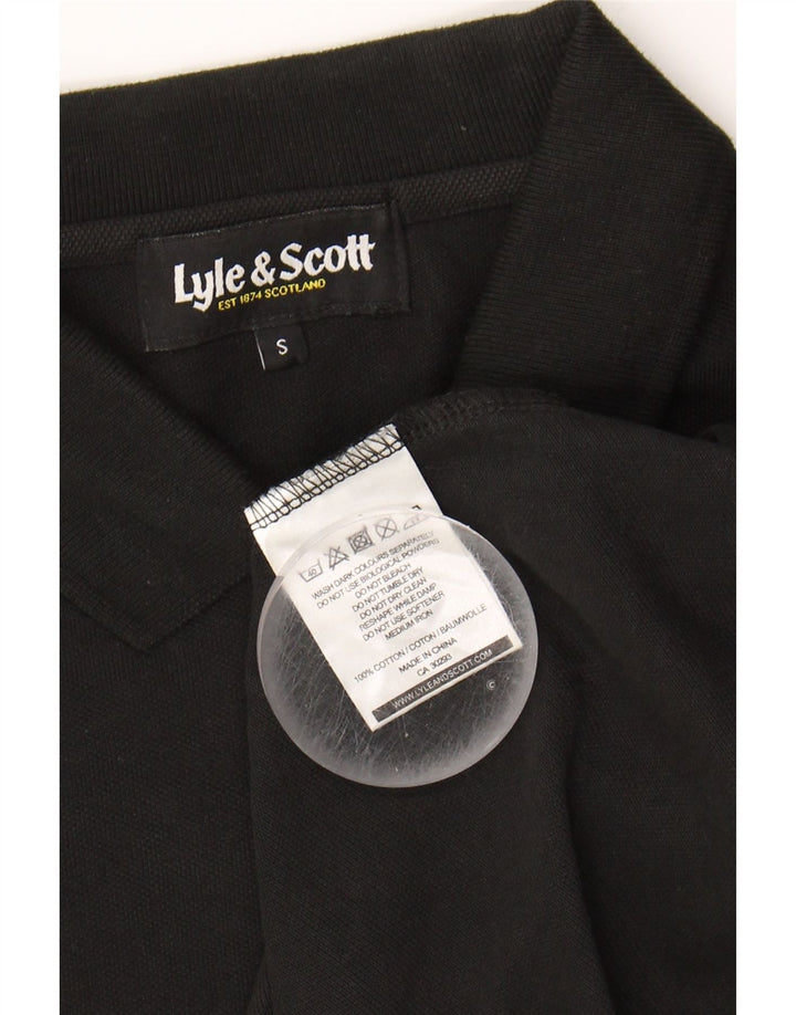 LYLE & SCOTT Mens Long Sleeve Polo Shirt Small Black Cotton Vintage Lyle & Scott and Second-Hand Lyle & Scott from Messina Hembry 