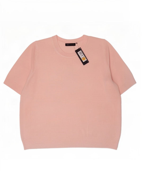 Pulover pentru femei Marks & Spencer, cu mânecă scurtă, cu decolteu triplu, 24 UK 4XL roz