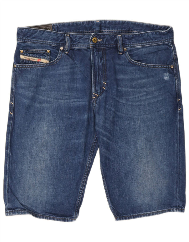 Pantaloni scurți din denim învechit pentru femei Diesel W34, bumbac albastru mare