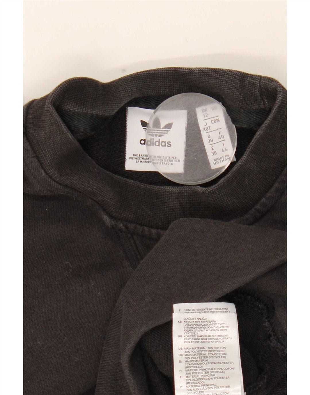Pulover adidas pentru femei grafic supradimensionat UK 12 bumbac mediu negru