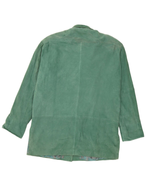 Pardesiu vintage pentru femei de piele intoarsa UK 18 XL din piele verde