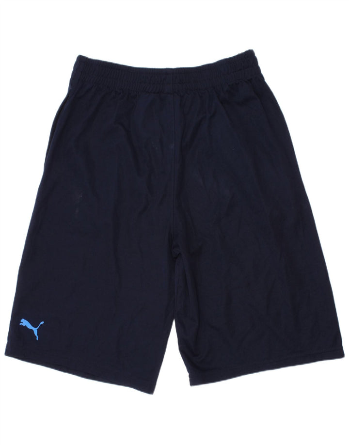 Pantaloni scurți sport grafic Puma pentru băieți 13-14 ani, mari, bleumarin, poliester