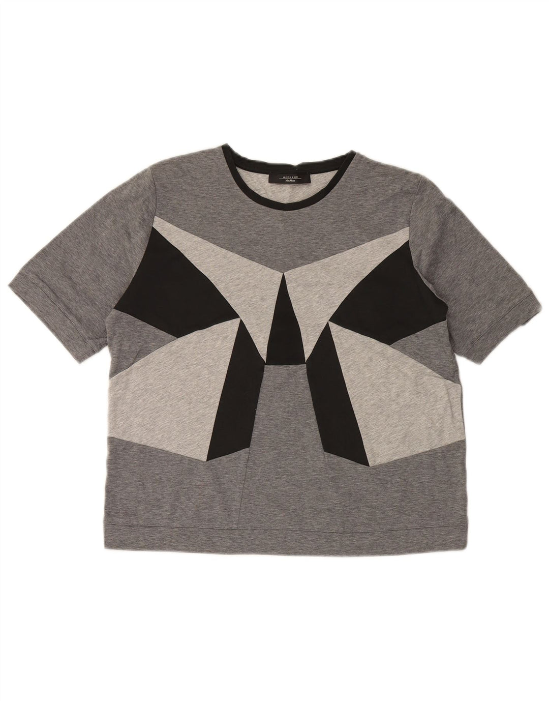 MAX MARA Tricou de weekend pentru femei Top UK 16 Large Gri Colorblock