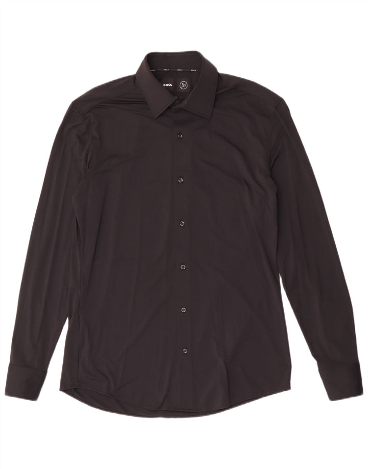 Cămașă pentru bărbați Hugo Boss Slim Fit Mărimea 40 Poliamidă neagră medie