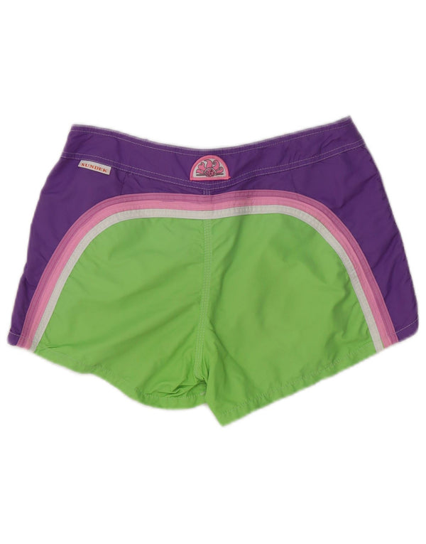 Sundek Pantaloni scurți de înot pentru femei UK 10 Mici, verde, poliester color bloc
