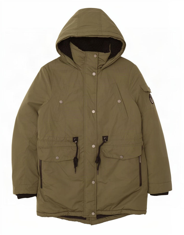 Jachetă Parka cu glugă Superdry pentru femei UK 8 Small Kaki Poliester