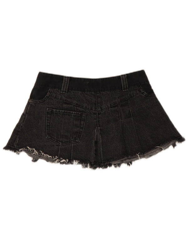 Fusta mini denim Topshop pentru femei cu talie joasă UK 8 Small W28 bumbac negru