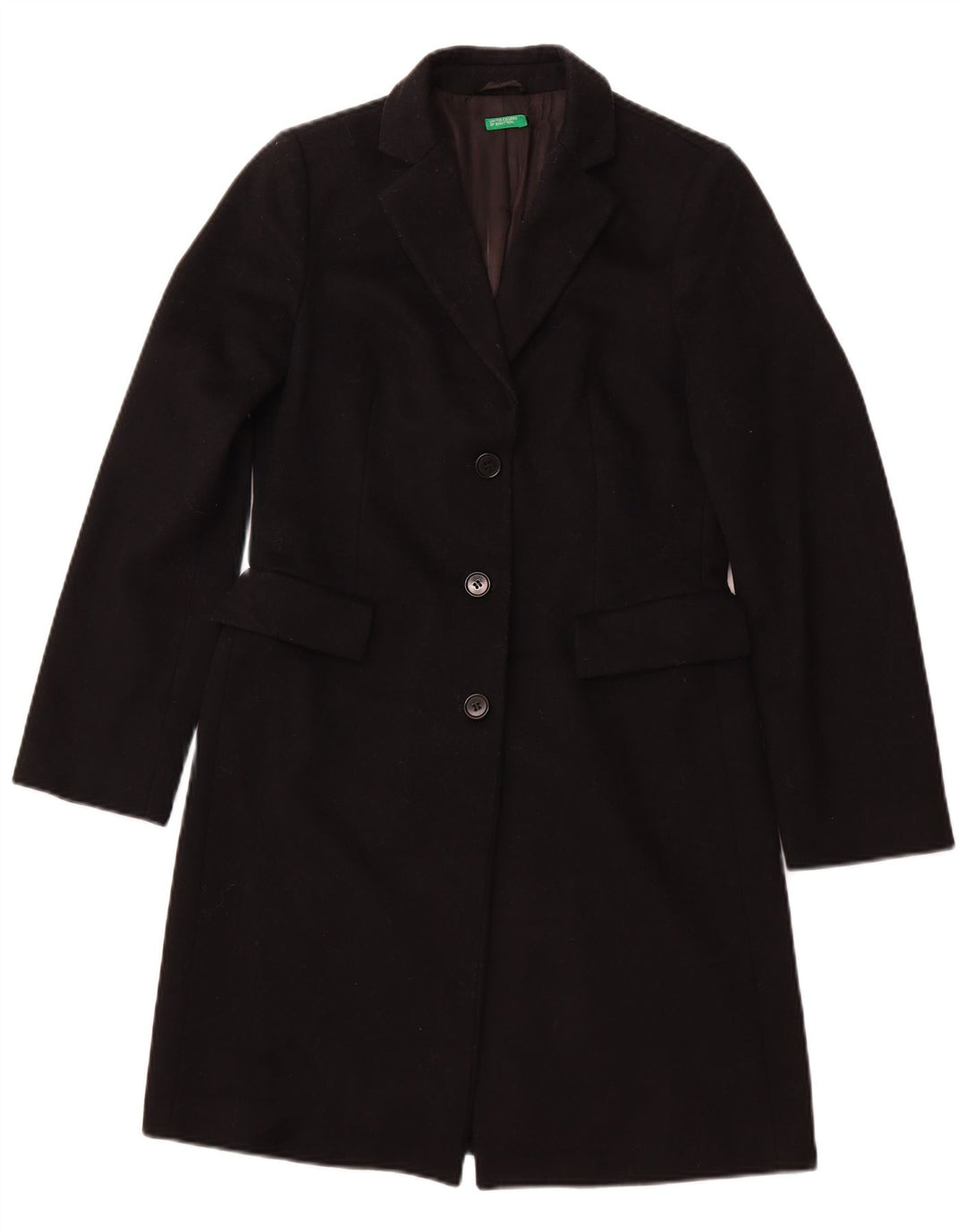 BENETTON Womens Overcoat UK 10 Small Black