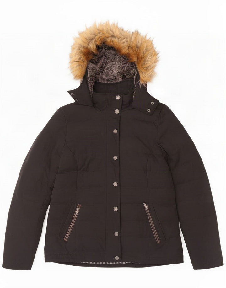 Fat Face Jachetă căptușită cu glugă pentru femei UK 14 Large Black Polyester