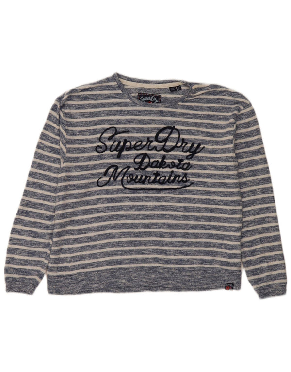 Pulover Superdry pentru damă, cu grafică, cu gât de barcă, UK 12 Medium Bleumarin
