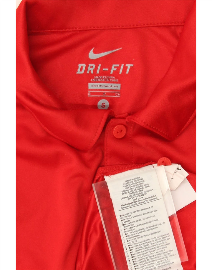 Tricou polo Nike Dri Fit pentru bărbați, poliester roșu mic