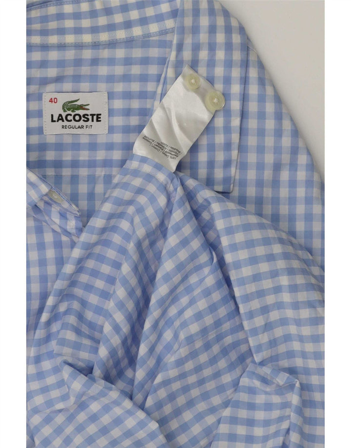 Cămașă Lacoste pentru bărbați, cu tăiere obișnuită, mărimea 40, bumbac vichy albastru mediu
