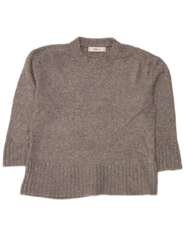 Pulover supradimensionat pentru femei Zara, cu decolteu rotund, UK 10, mic, gri pete