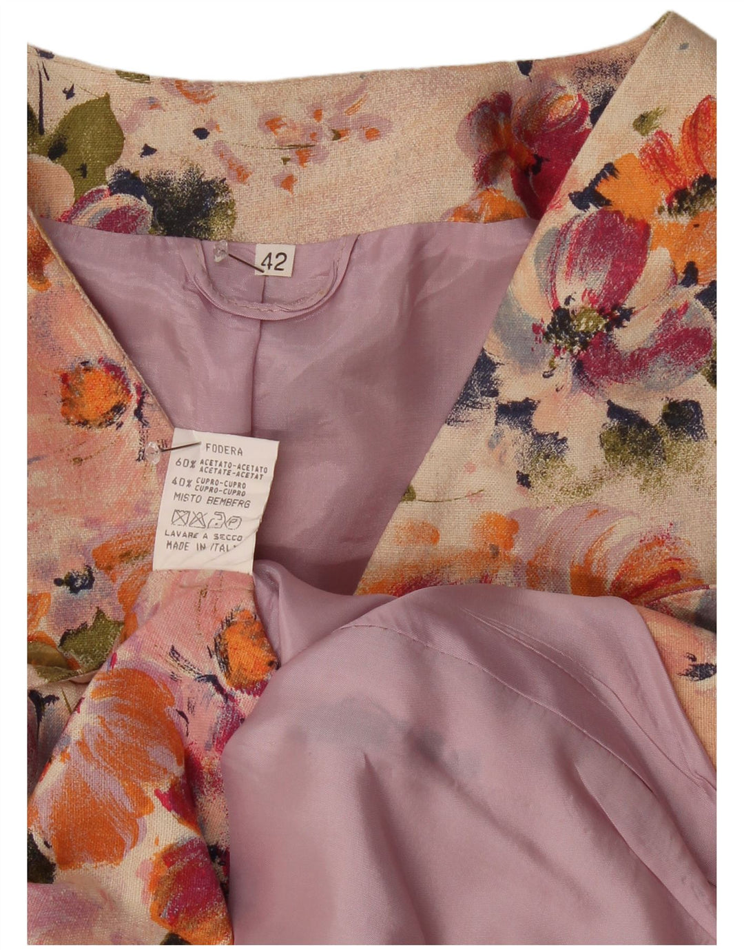 Jachetă vintage cu mânecă scurtă pentru femei IT 42 Medium Bej Floral