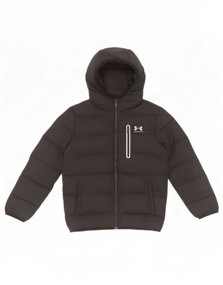 Jachetă căptușită cu glugă Under Armour pentru băieți 10-11 ani, poliamidă neagră