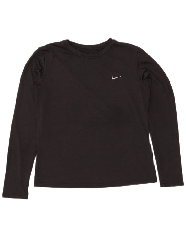 Top cu mânecă lungă NIKE Dri Fit pentru femei US 8/10 Poliester mediu negru