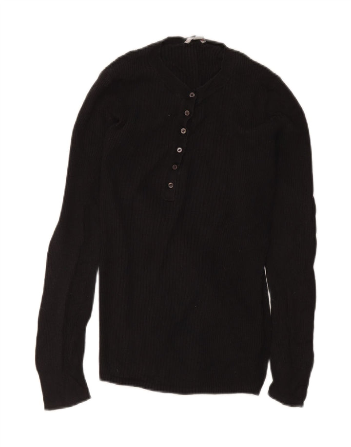 Gap Femei Tricotat Regular Fit Top cu mânecă lungă UK 12 Medium Black Viscose