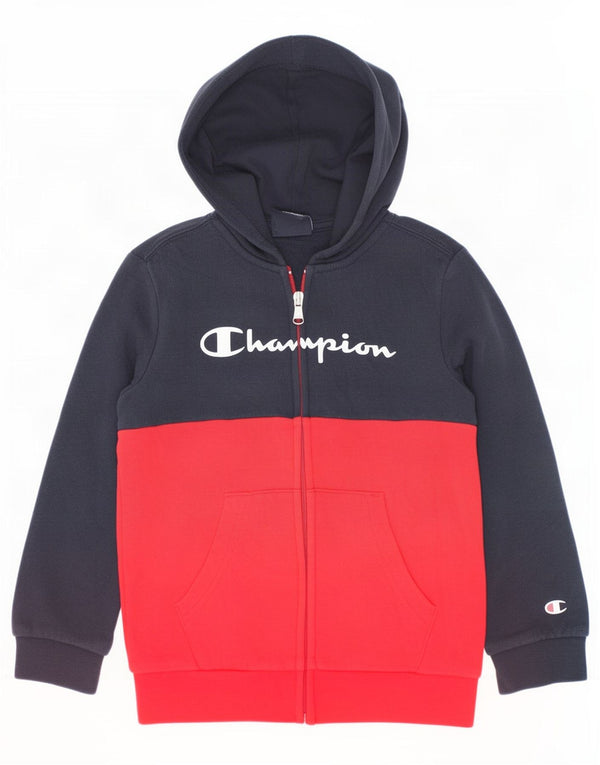 Pulover cu glugă cu fermoar și grafic Champion pentru băieți 5-6 ani XS roșu colorblock