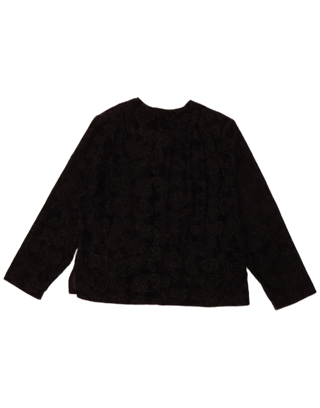 VINTAGE Bluză cu mânecă lungă pentru femei UK 16 Large Black Floral