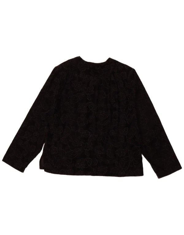 VINTAGE Bluză cu mânecă lungă pentru femei UK 16 Large Black Floral