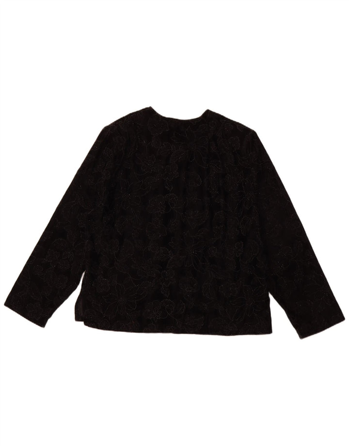 VINTAGE Bluză cu mânecă lungă pentru femei UK 16 Large Black Floral