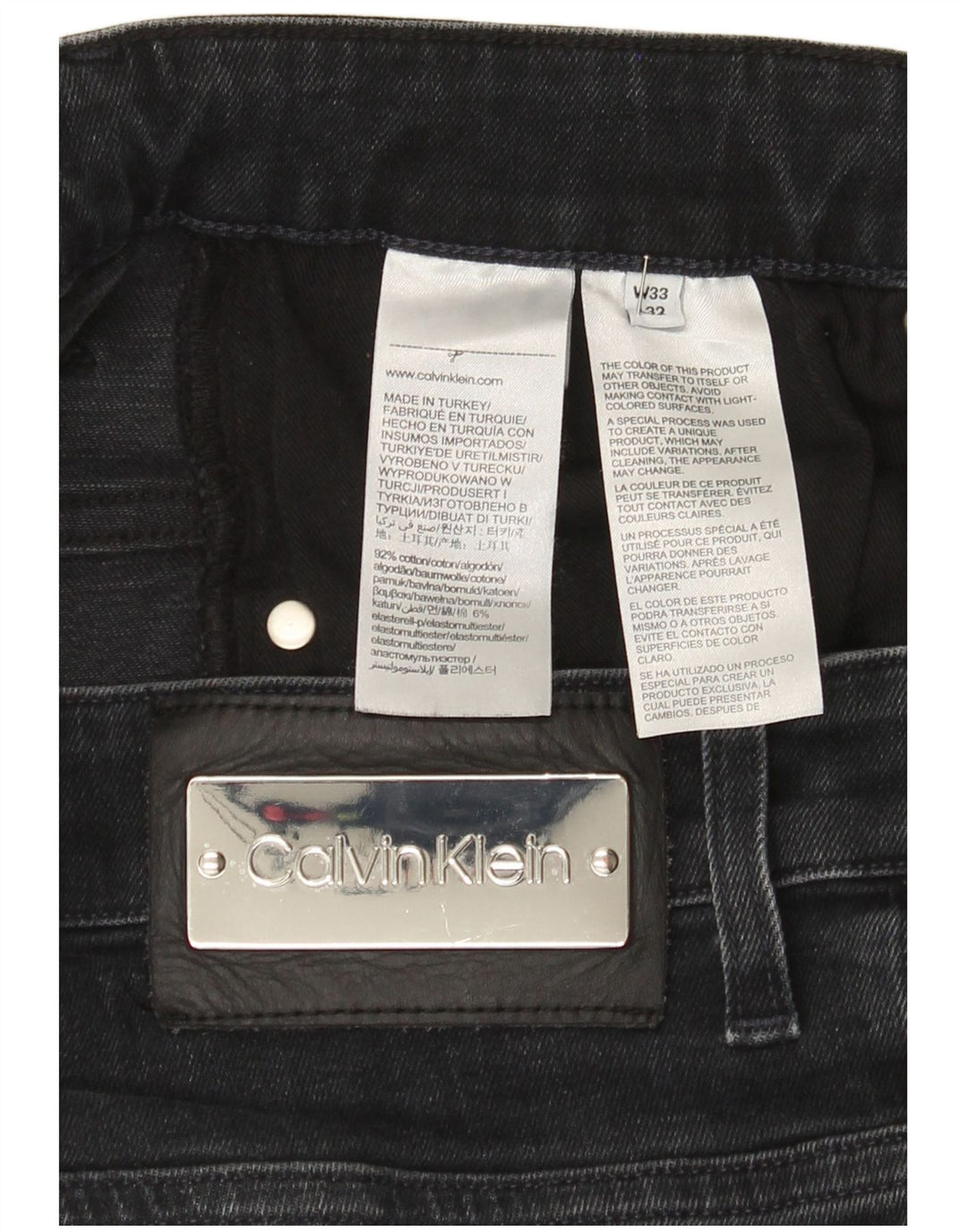 Blugi slim pentru bărbați Calvin Klein W33 L32 bumbac negru