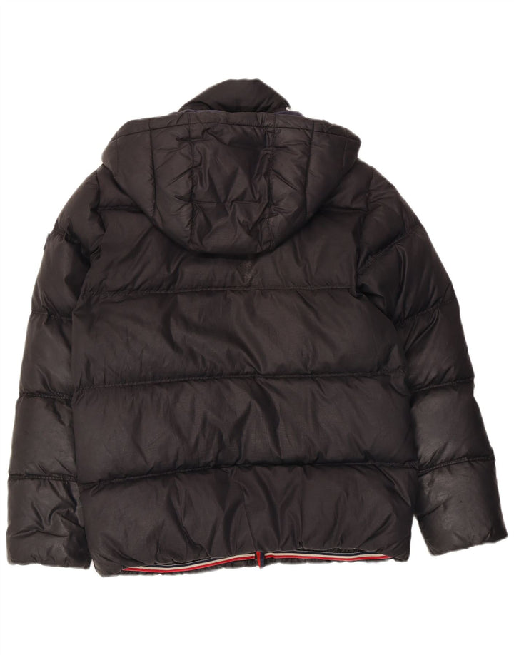 Jachetă căptușită cu glugă Tommy Hilfiger pentru băieți 13-14 ani, poliester negru