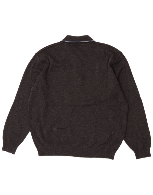 Il Granchio Pulover pentru bărbați cu gât polo XL Lână virgină cu dungi negre