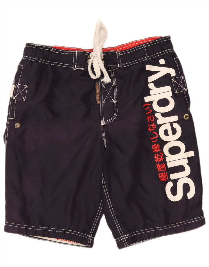 Pantaloni scurți de înot grafic Superdry pentru bărbați, poliester mediu albastru