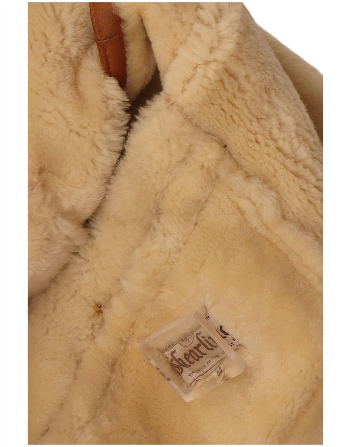 Jachetă din shearling supradimensionată pentru femei Vintage IT 44 maro mediu