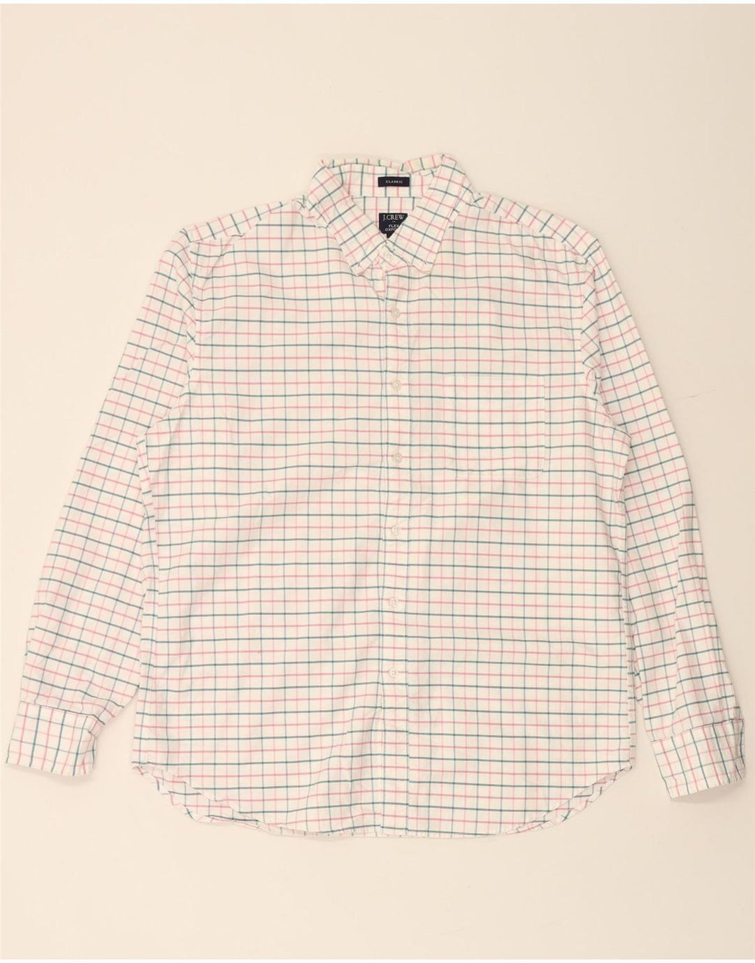 Cămașă pentru bărbați J. CREW Flex Oxford Classic Fit, mare, alb, din bumbac