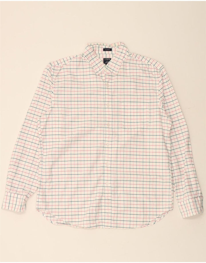 Cămașă pentru bărbați J. CREW Flex Oxford Classic Fit, mare, alb, din bumbac