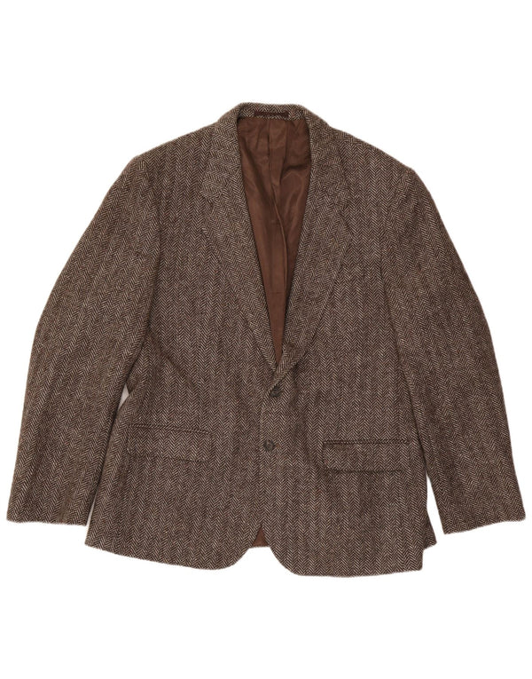 Jachetă pentru bărbați Four Seasons, cu 2 nasturi, Marea Britanie 48 4XL Lână maro cu oase de pește