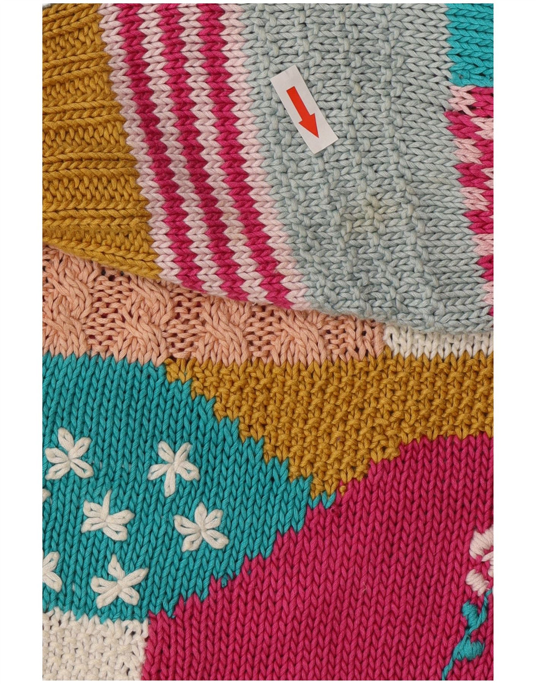 Pulover cardigan vintage pentru femei UK 14 mare, multicolor, patchwork