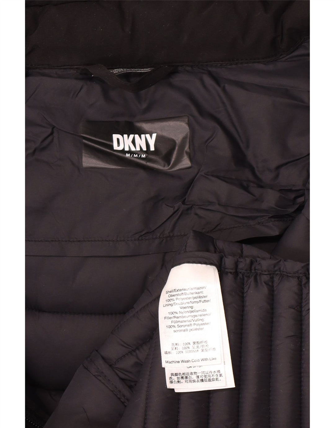 Palton căptușit cu glugă pentru femei Dkny UK 12 Poliester mediu negru