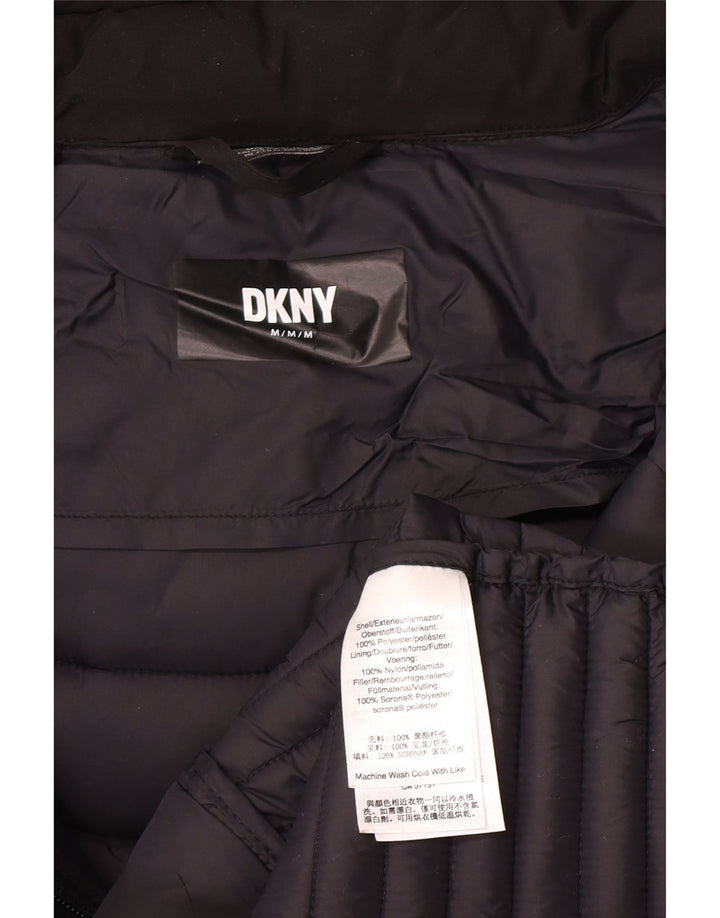Palton căptușit cu glugă pentru femei Dkny UK 12 Poliester mediu negru