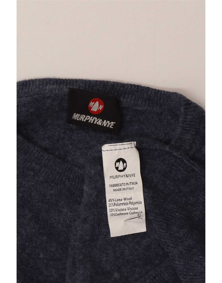 Murphy & Nye Pulover pentru bărbați cu gât crew pulover, mediu, albastru marin, lână cu pete