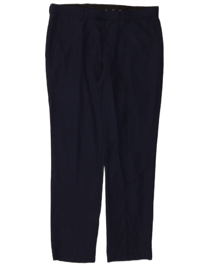 Pantaloni de costum pentru bărbați Dkny, cu tăiere obișnuită, L32 L30 Lână bleumarin