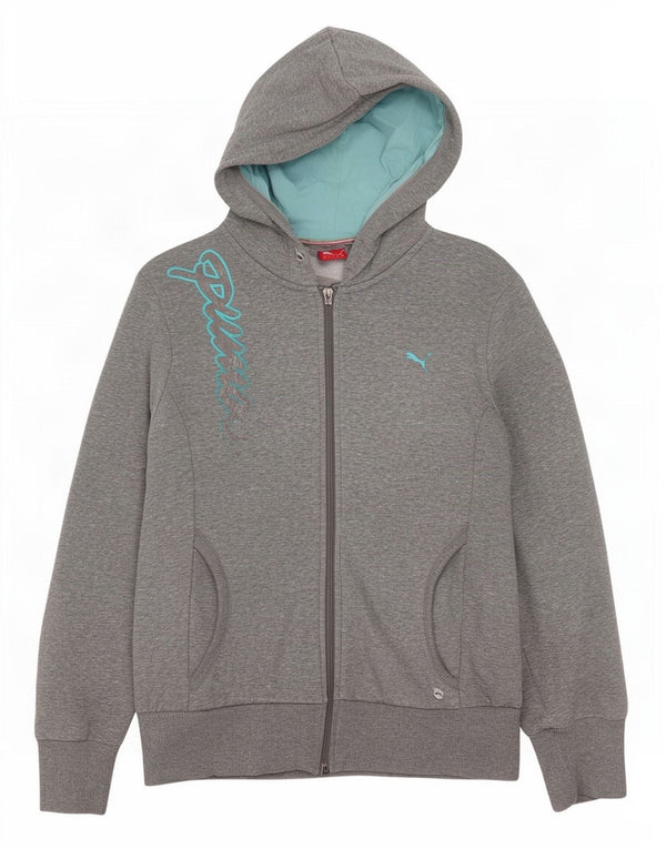 Pulover Puma Graphic Zip pentru femei UK 16, mare, gri bumbac