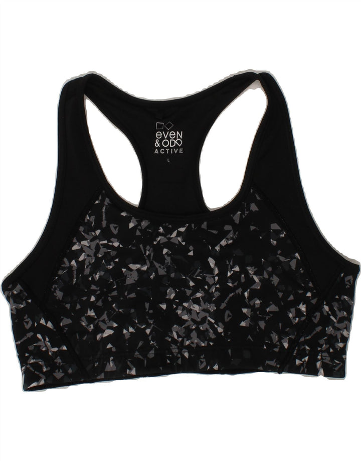 VINTAGE Womens Active Sport Bra Top UK 16 Large Black Flecked Polyester Vintage Vintage and Second-Hand Vintage from Messina Hembry 