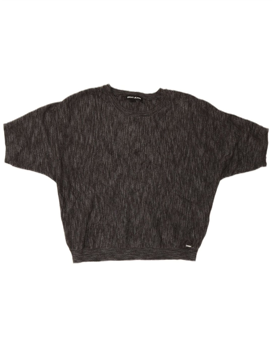 Pulover Dkny pentru femei, cu mânecă scurtă, cu decolteu, viscoză, gri mediu