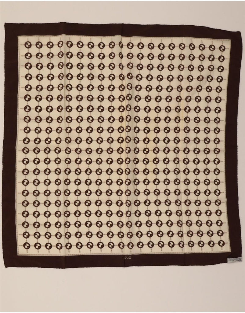 GUCCI Womens Square Scarf One Size L33 Beige Check Silk Vintage Gucci and Second-Hand Gucci from Messina Hembry 