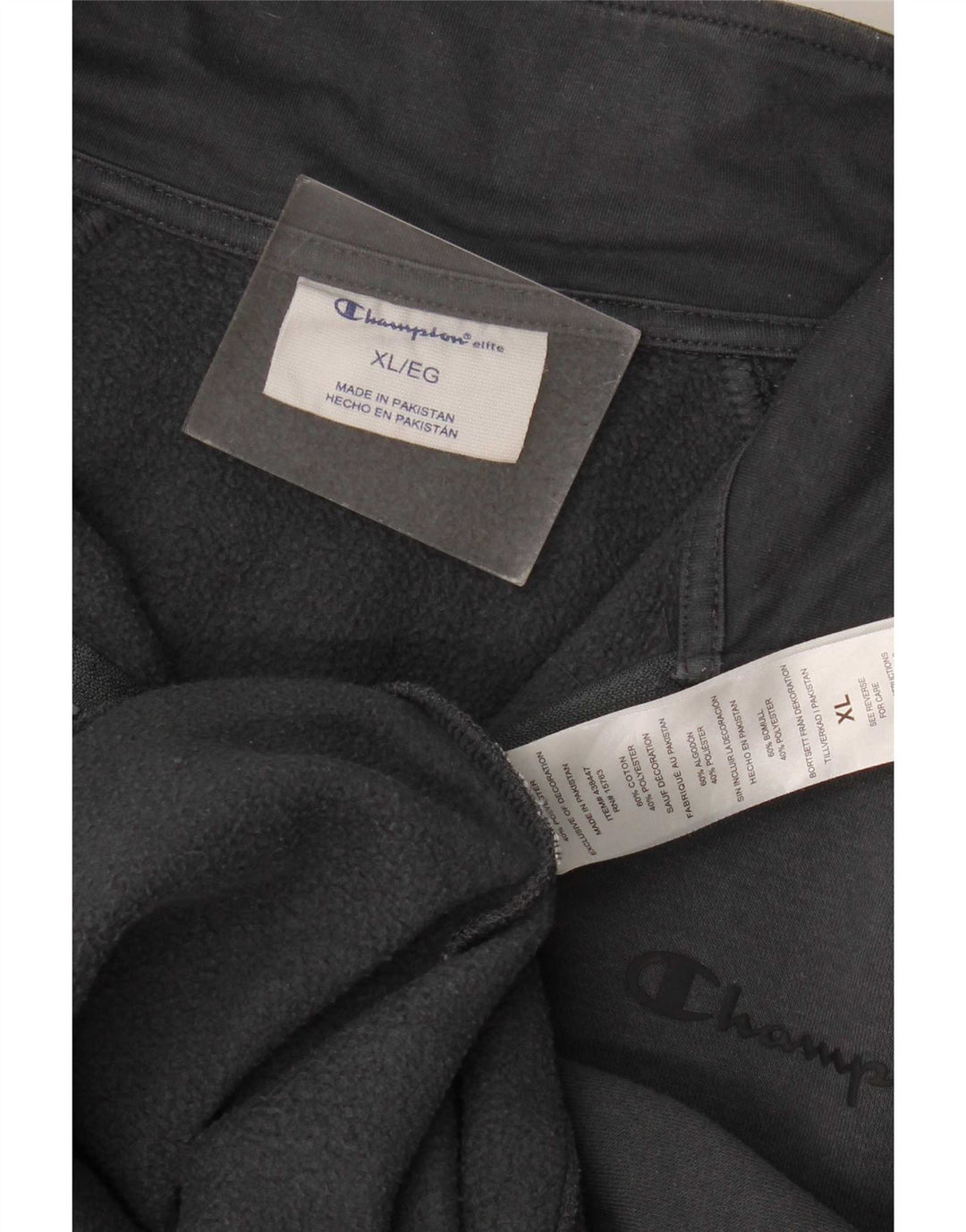 Champion Mens Zip Neck Sweatshirt Jumper XL Grey Cotton