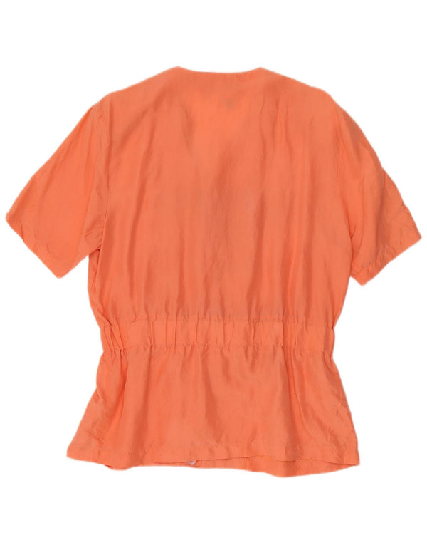 Bluză vintage pentru femei cu mâneci scurte Top UK 12 Medium Orange Silk