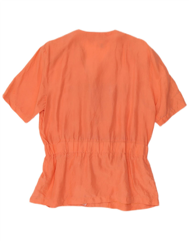 Bluză vintage pentru femei cu mâneci scurte Top UK 12 Medium Orange Silk