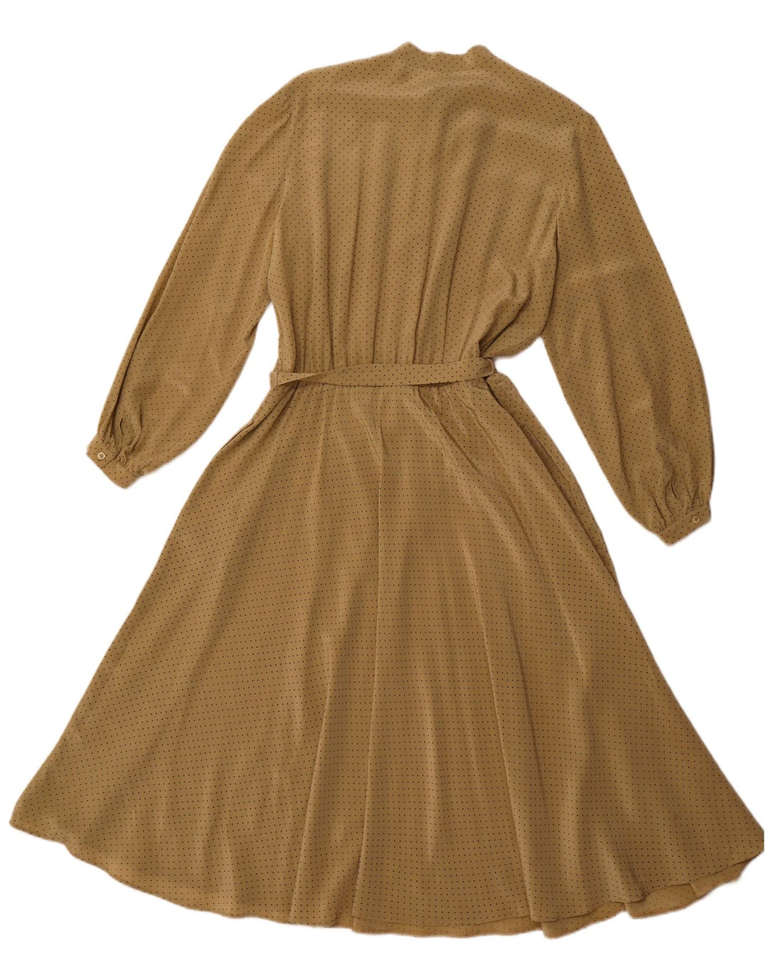 Rochie maxi cu mânecă lungă pentru femei VINTAGE EU 44 XL Maro cu pete