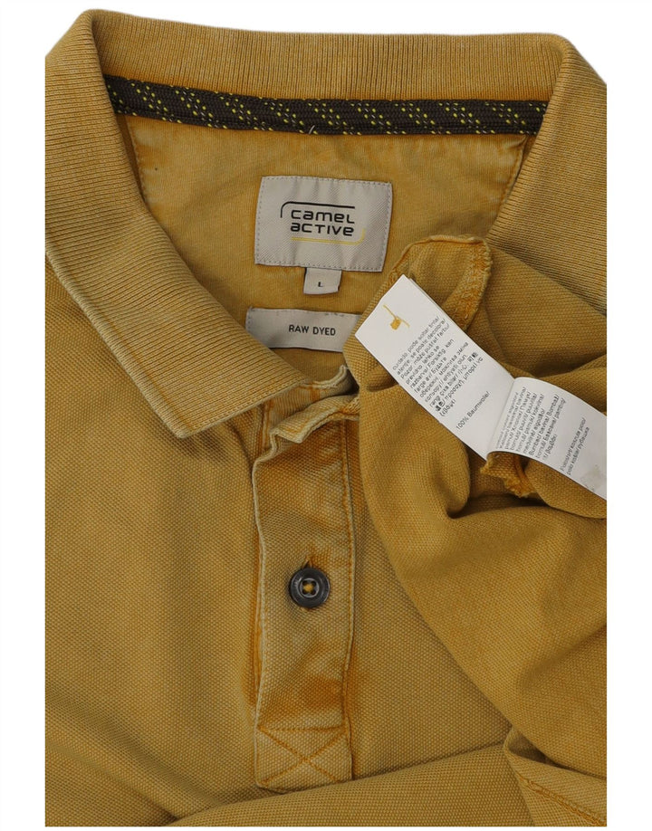 Camel Active pentru bărbați, cămașă polo vopsită în brut, bumbac galben mare